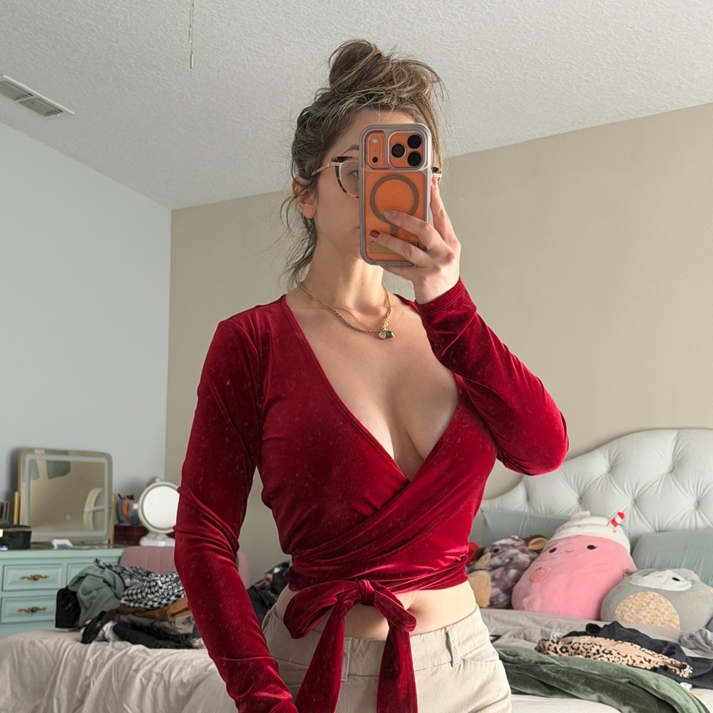 Forever 21 Deep Red Wrap Blouse - Picture 7 of 7